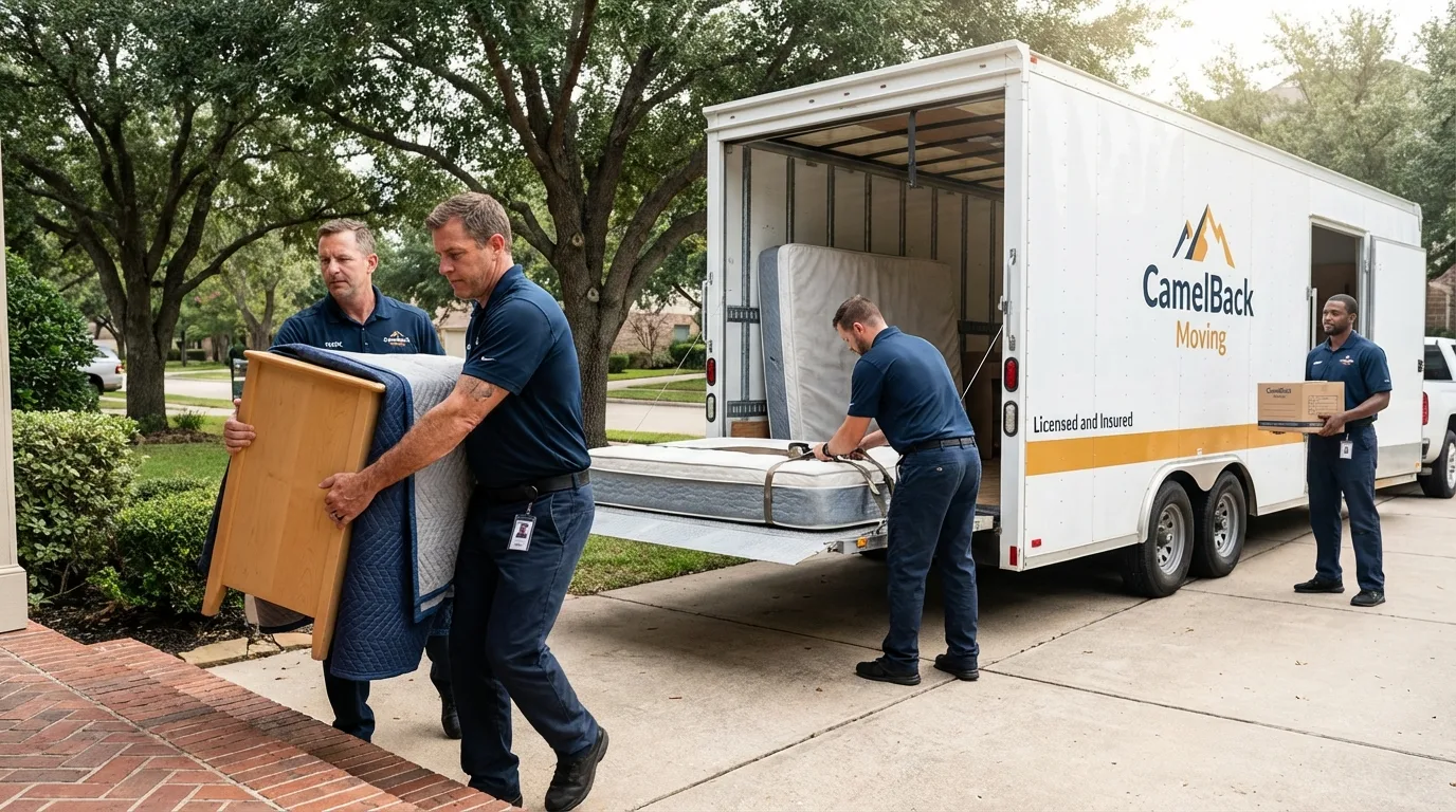 Crew loading residential truck for cross-state move from Alexandria, AL