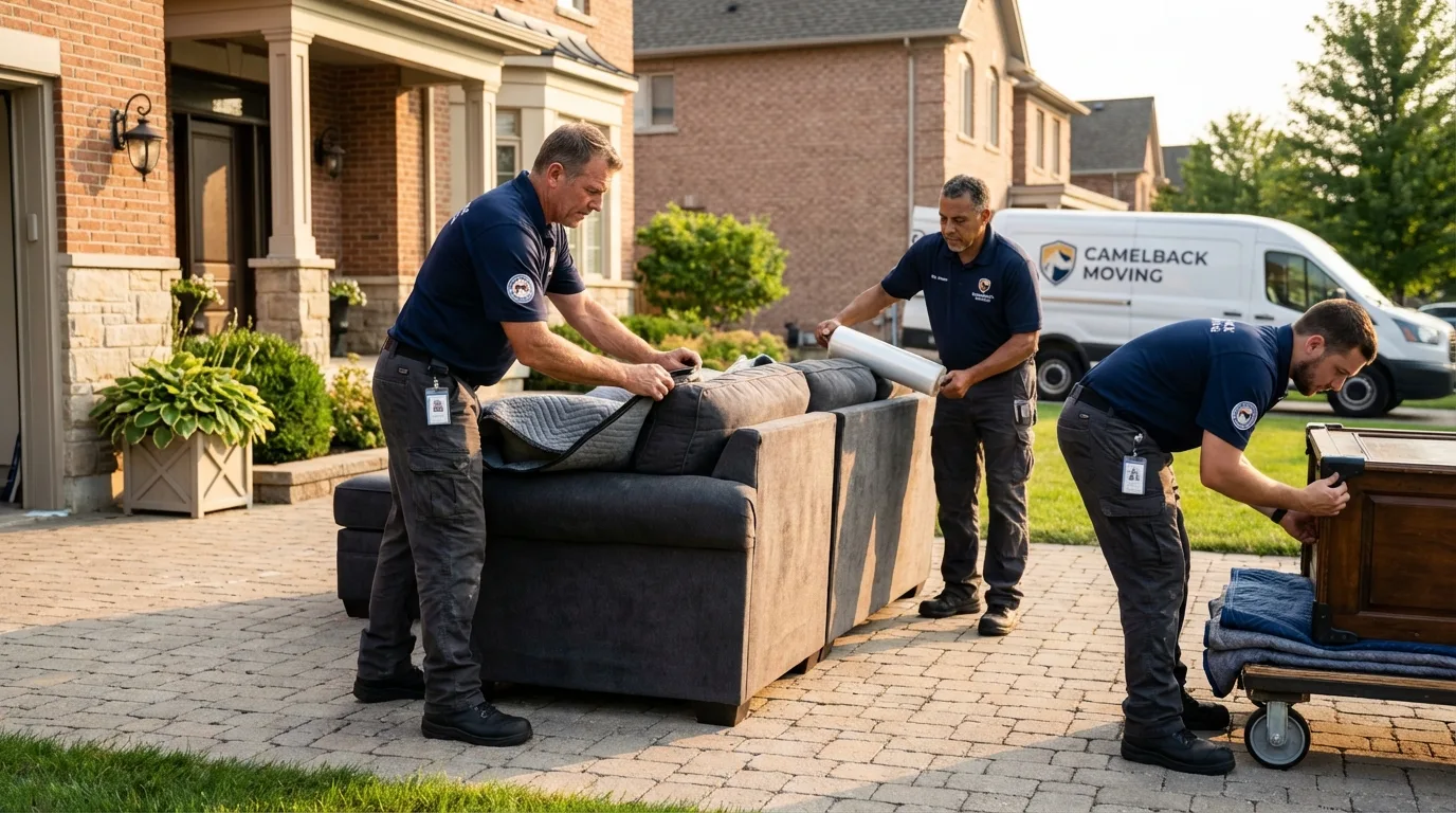 Large estate moving crew wrapping furniture in Alexandria, AL