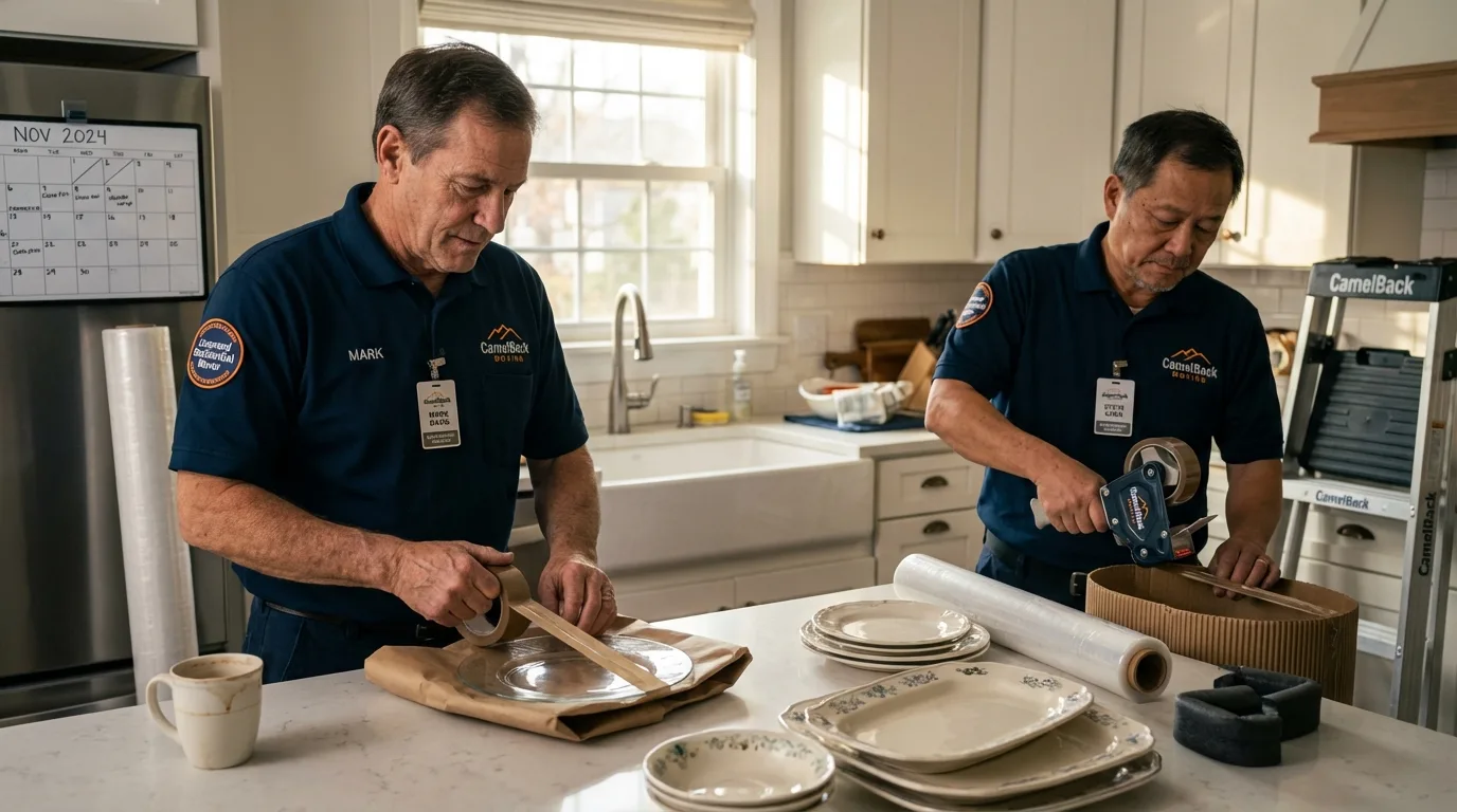 Professional crew packing kitchen dishware in Alexandria, AL